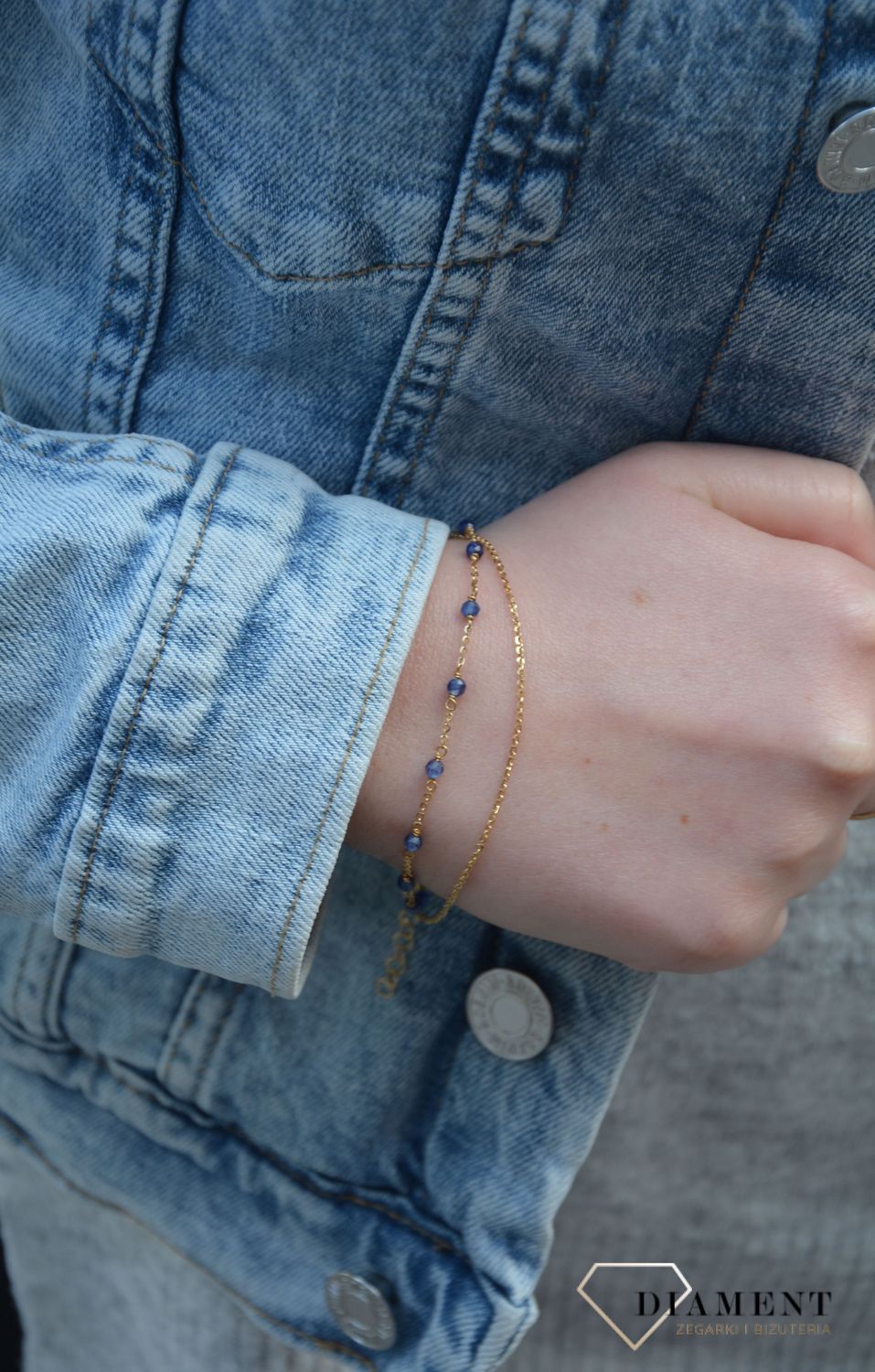 Złota bransoletka Dall'Acqua Gold łańcuszkowa z koralikami (1).jpg